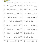 True Number Sentences Worksheet Have Fun Teaching