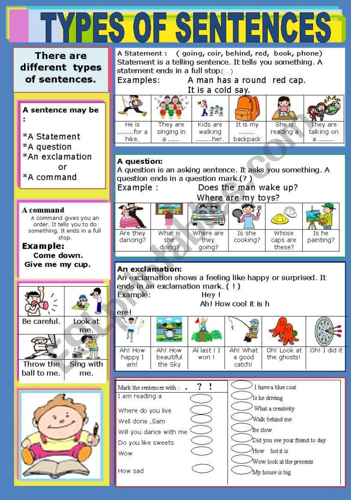 TYPES OF SENTENCES ESL Worksheet By Jhansi