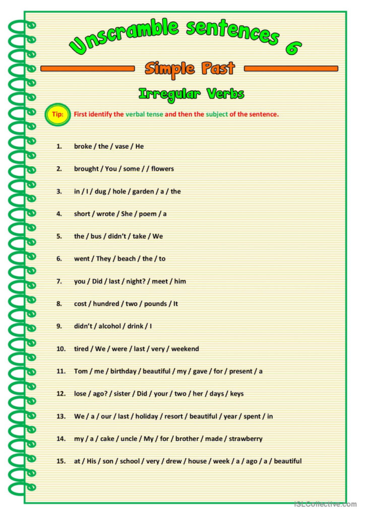 Unscramble Sentences 6 English ESL Worksheets Pdf Doc