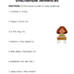 Unscramble Sentences Worksheets 15 Worksheets