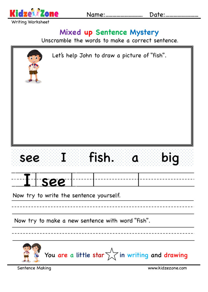 Unscramble Words And Build A Sentence Worksheet 1 KidzeZone