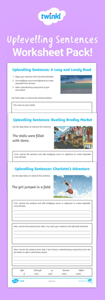 Uplevelling Sentences Worksheet Pack Sentence Activities Expanded 