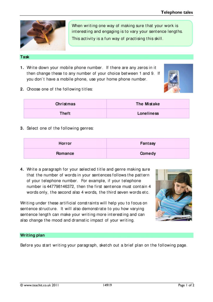 Varying Sentence Length KS3 English Teachit