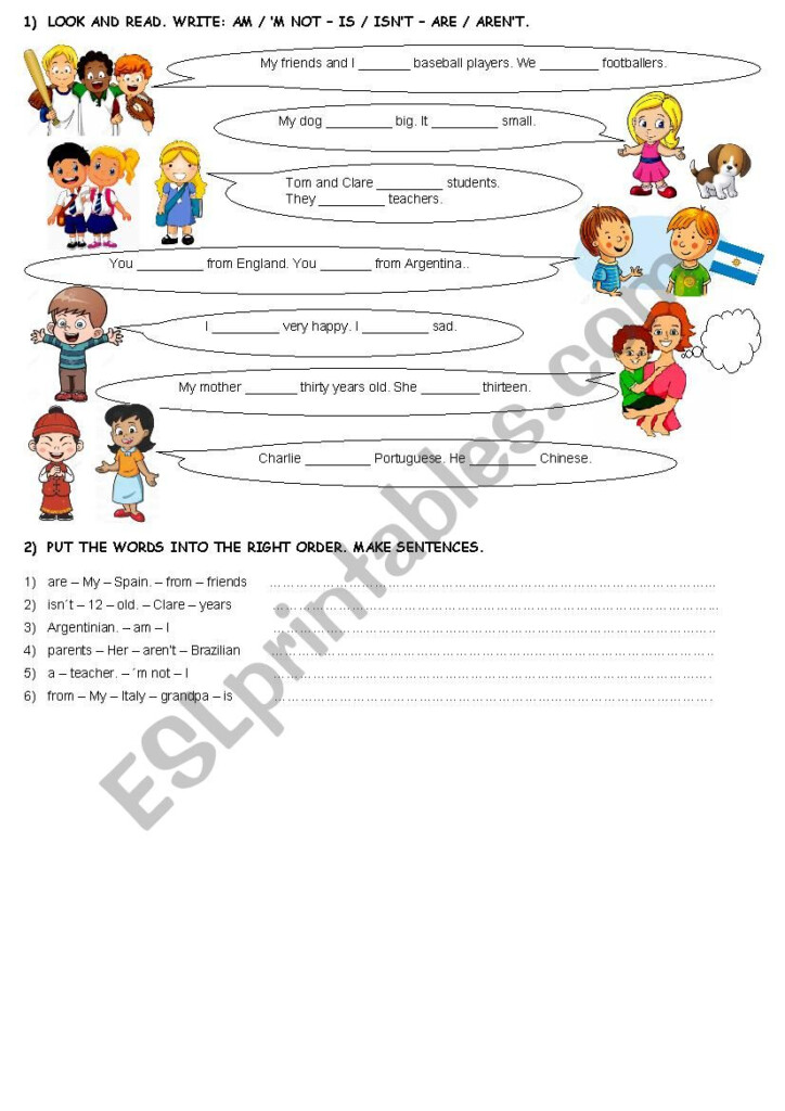 Verb Be Positive And Negative Sentences ESL Worksheet By Danisole2