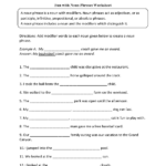 Verb Phrase And Noun Phrase Worksheet