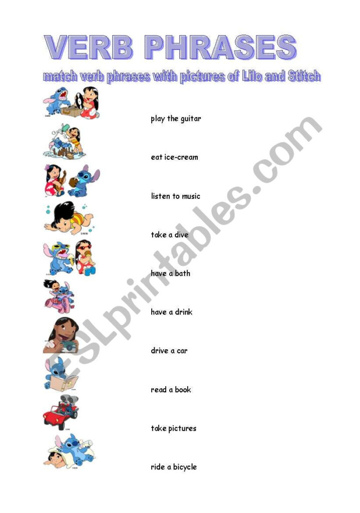 Verb Phrases Worksheets Worksheets For Kindergarten