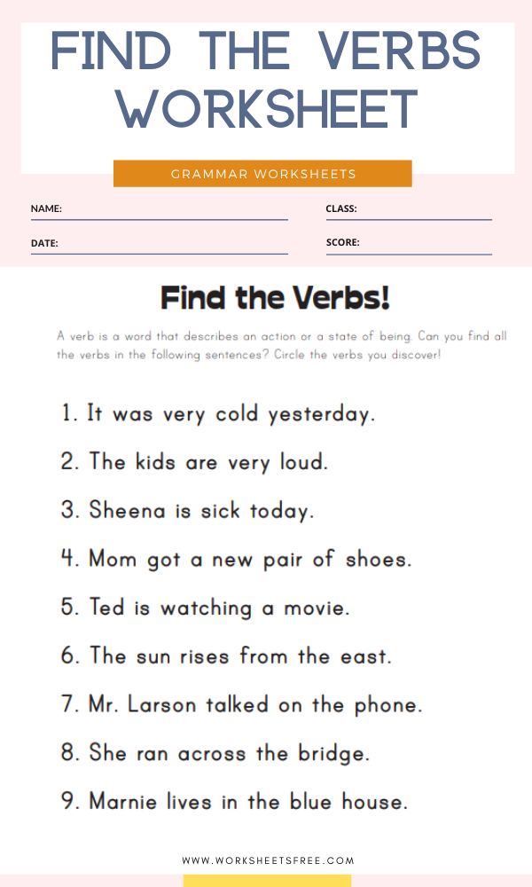 Verbs Grade 5 Worksheets