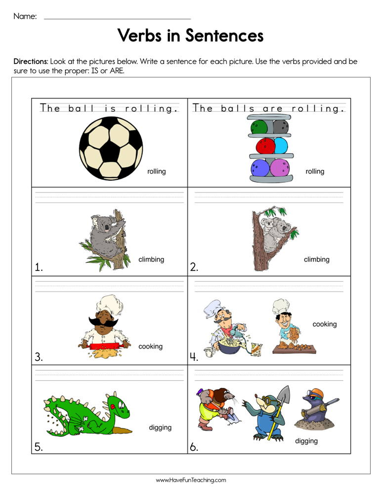 Verbs In Sentences Worksheet Have Fun Teaching