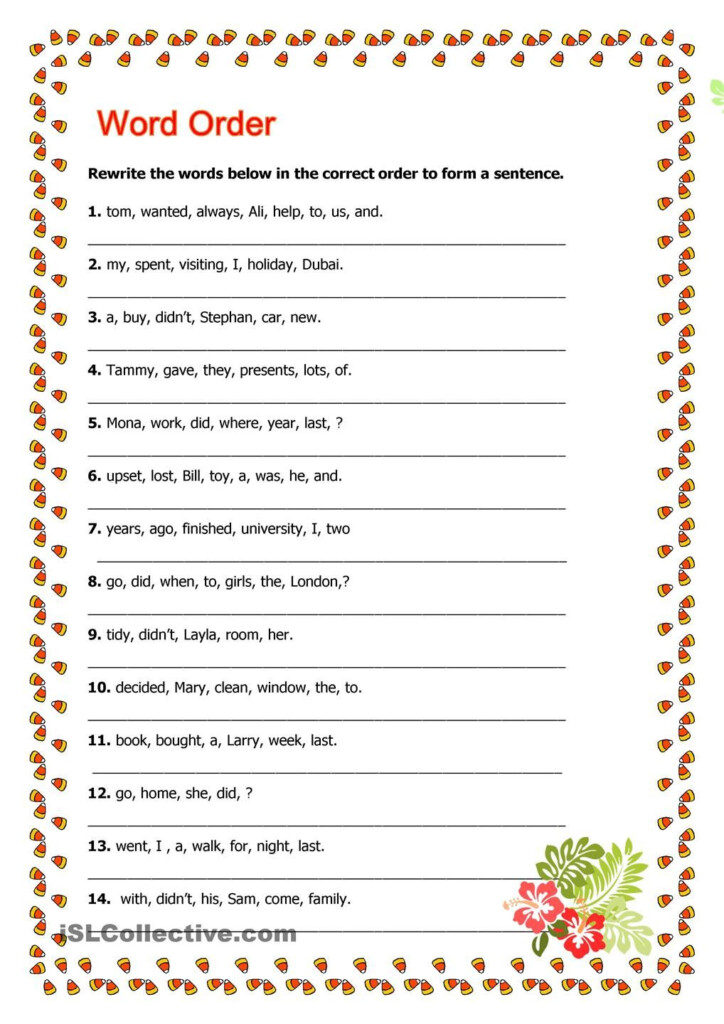 Word Order Word Order English Grammar Worksheets Unscramble Words