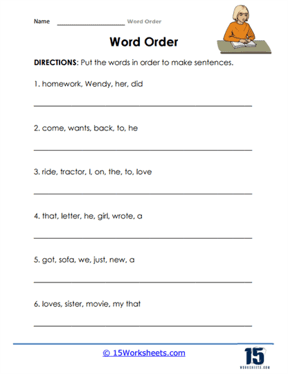 Word Order Worksheets 15 Worksheets