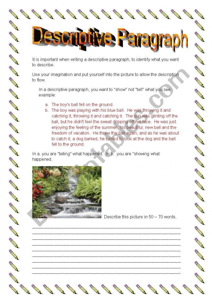 Write A Descriptive Paragraph Worksheets 99Worksheets