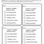 Writing A Complete Sentence Worksheet