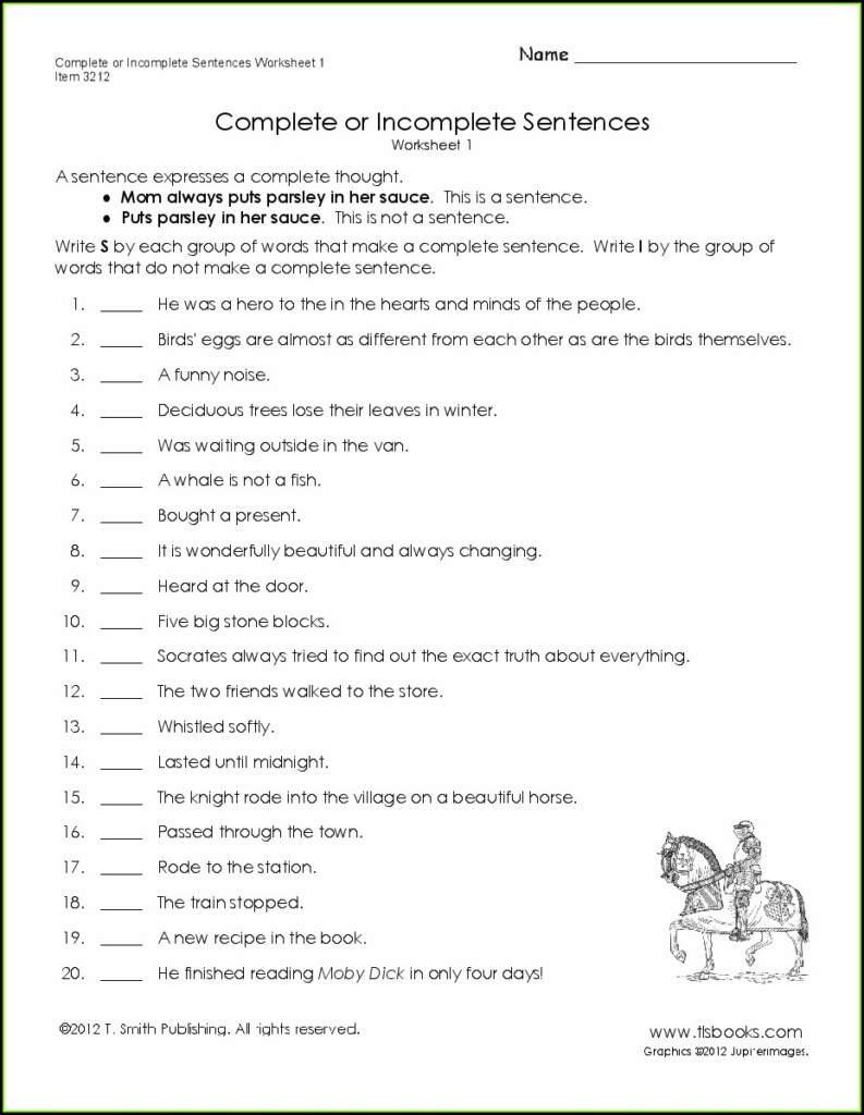 Writing Complete Sentences Worksheets 2nd Grade Reading Jay Sheets