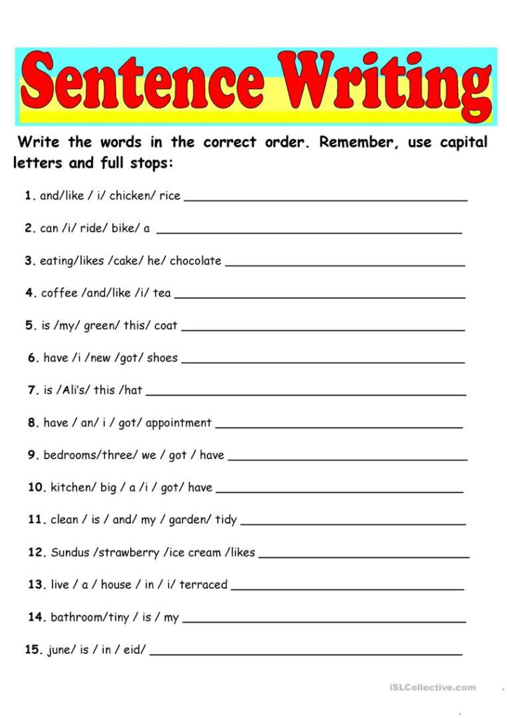 Writing Sentences Correctly Worksheet