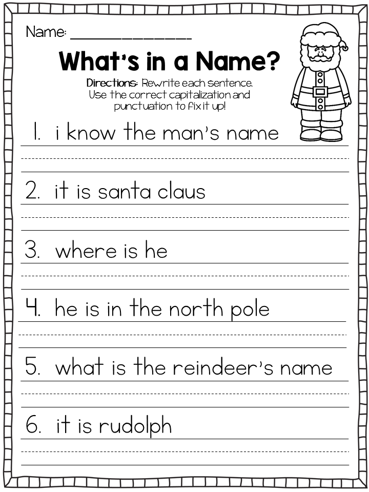 Writing Sentences Worksheet First Grade