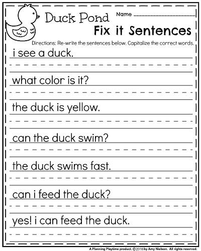 Writing Sentences Worksheets Pdf