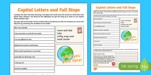 Year 2 Punctuation Capital Letters And Full Stops Twinkl Homework Help